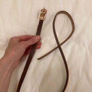 Reversible brown/gold vegan leather belt - size M